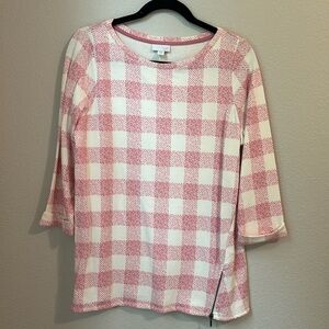 J.Jill Pink Plaid Sweater Top